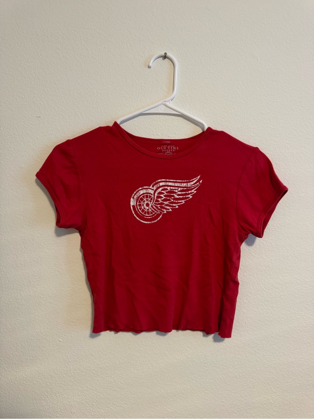 Red Women's Crop T-Shirt with Wing Graphic